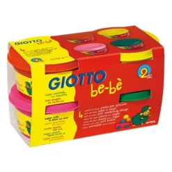 GIOTTO be-bè - pâte à modeler - 4pots Jaune, Rose, Rouge, Vert - 100gr