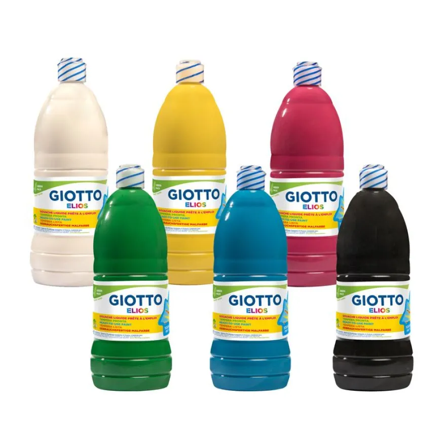 GIOTTO Gouache Elios - Assortiment de 6 Flacons de 1L