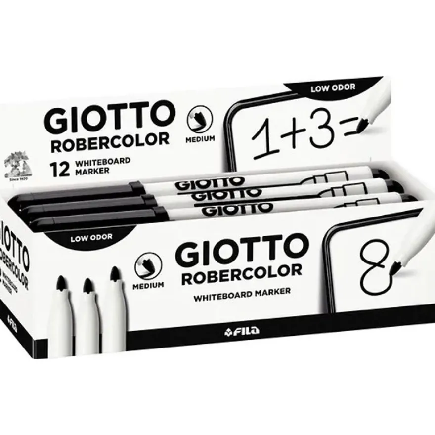 Giotto Robercolor - 12 Marqueurs effaçables - pointe ogive - noir