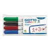 GIOTTO ROBERCOLOR - Etui 4 feutres tableau blanc - pointe ogive medium 4mm (bleu rouge noir vert)