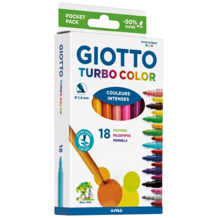 Giotto Turbo Color - Etui de 18 feutres - pointe moyenne