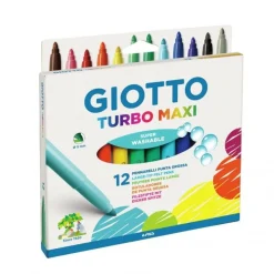GIOTTO Turbo Maxi - Feutre - non permanent - couleurs assorties - encre à l'eau - 5 mm (pack de 12)