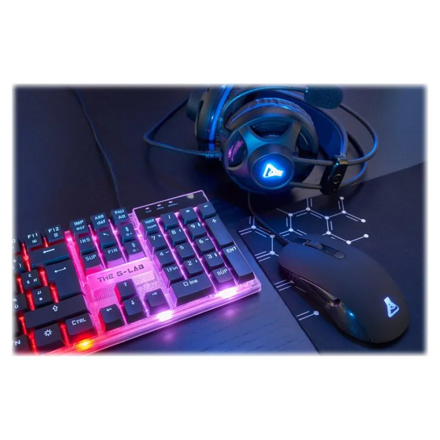 G-LAB Gallium - clavier gamer filaire + souris filaire + casque + tapis