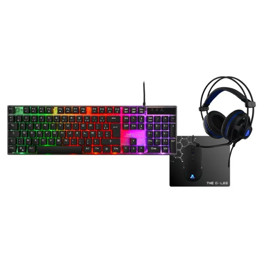 G-LAB Gallium - clavier gamer filaire + souris filaire + casque + tapis