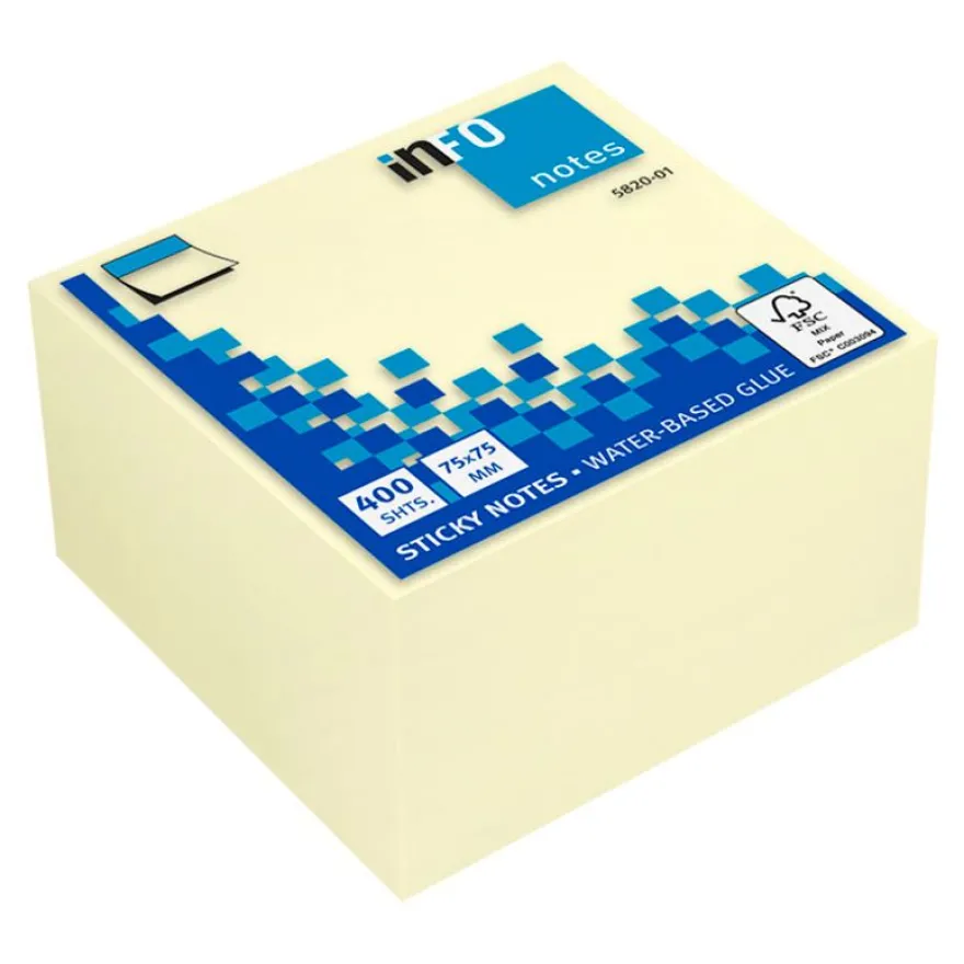 Global Notes - Notes adhésives - 400 feuilles - 75 x 75 mm - jaune