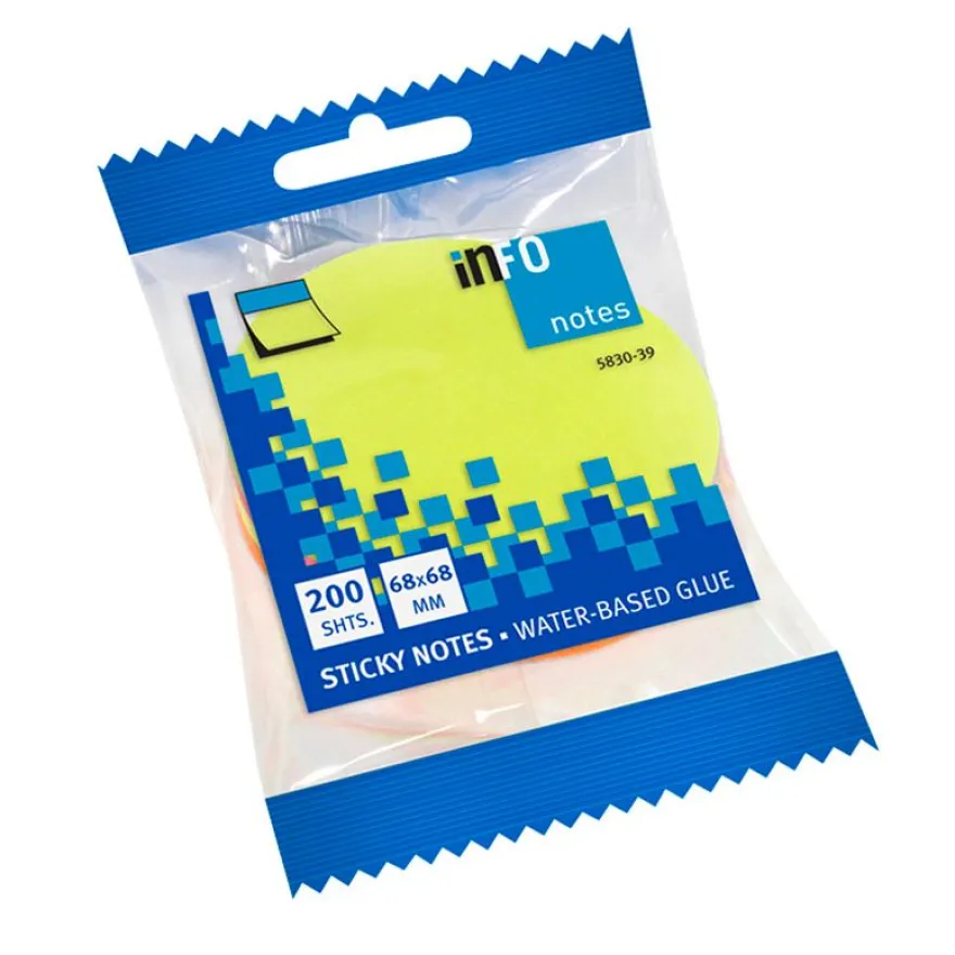 Global Notes - Notes adhésives - 200 feuilles - En forme de bulle - 70 x 70 mm - couleurs assorties