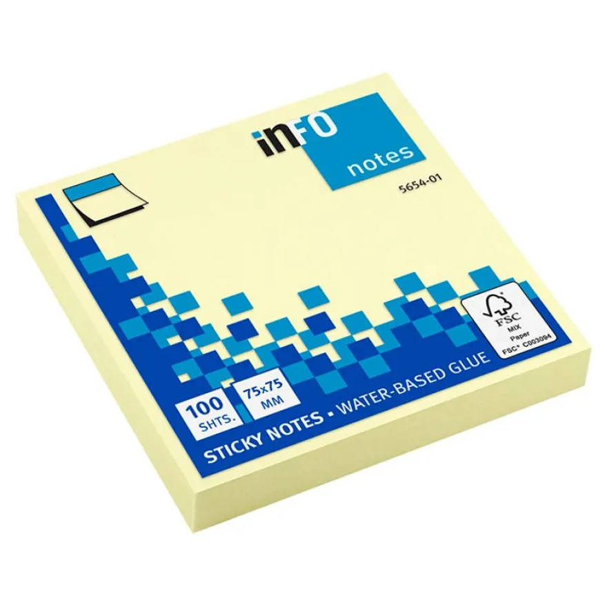 Global Notes - Notes adhésives - 100 feuilles - 75 x 75 mm - jaune