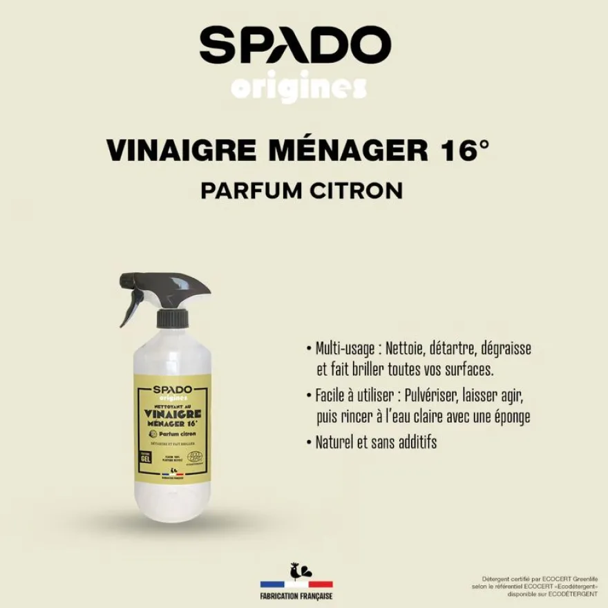 Gloss - Vinaigre Blanc produit de nettoyage / détartrage - vaporisateur 750 ml - citron