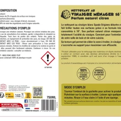 Gloss - Vinaigre Blanc produit de nettoyage / détartrage - vaporisateur 750 ml - citron