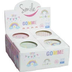 Gomme ronde SMILE "Rainbow" 4 design assortis ∅ 3,5 cm