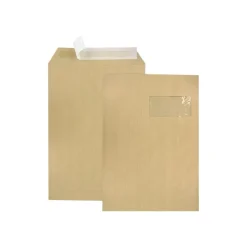 GPV - 250 Enveloppes Kraft - C4 229 x 324 mm - 120 gr - fenêtre 50x100 mm - bande adhésive
