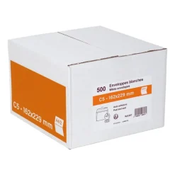 GPV - 500 Enveloppes C5 162 x 229 mm - 80 gr - sans fenêtre - blanc - bande adhésive