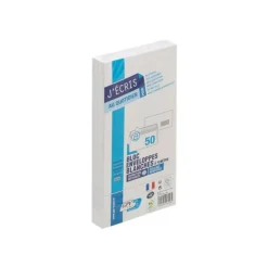 GPV - 50 Enveloppes DL 110 x 220 mm - 90 gr - fenêtre 45x100 mm - blanc - bande adhésive - bloc détachable
