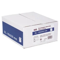 GPV - 500 Enveloppes DL 110 x 220 mm - 80 gr - fenêtre 35x100 mm - blanc - bande adhésive