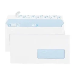 GPV - 500 Enveloppes DL 110 x 220 mm - 90 gr - fenêtre 35x100 mm - blanc - bande adhésive ouverture rapide