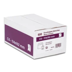 GPV - 500 Pochettes Enveloppes C6 114 x 162 mm - 80 gr - sans fenêtre - blanc - bande adhésive