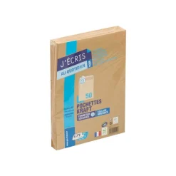 GPV - 50 Pochettes Enveloppes B5 250 x 176 mm - 85 gr - sans fenêtre - kraft - bande adhésive
