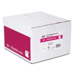 GPV - 500 Pochettes Enveloppes B5 176 x 250 mm - 90 gr - sans fenêtre - blanc - bande adhésive