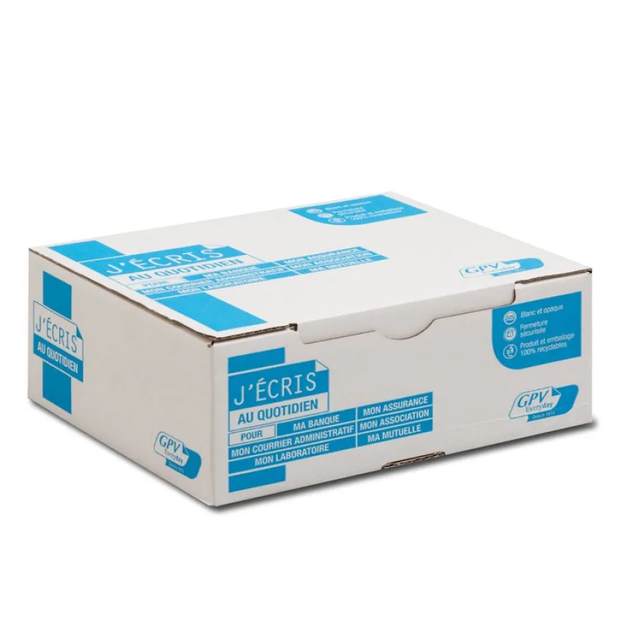 GPV - boîte de 500 enveloppes blanches - DL 110x220 90 g/m² - bande de protection