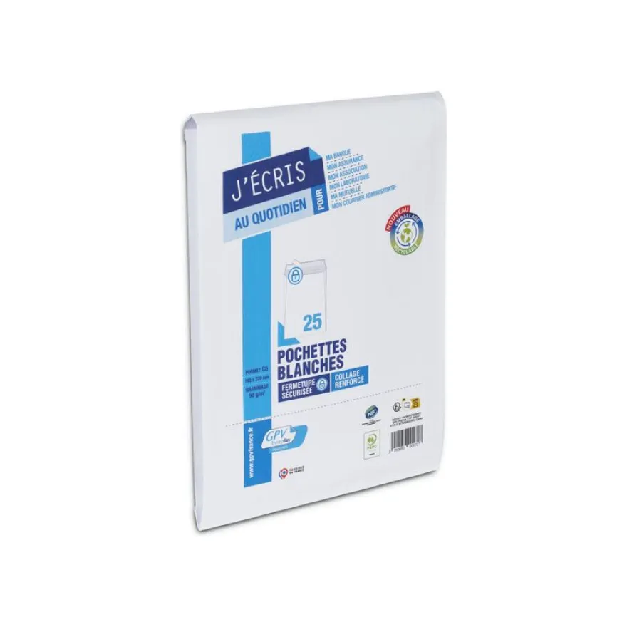 GPV Everyday - 25 Enveloppes C5 (162 x 229 mm) - sans fenêtre - bande auto-adhésive - blanc