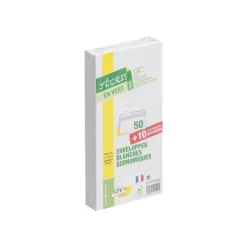 GPV Green - 50 Enveloppes recyclées + 10 gratuites DL 110 x 220 mm - 75 gr - sans fenêtre - bande auto-adhésive