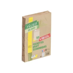 GPV Green - 50 Pochettes Enveloppes + 10 gratuites C5 162 x 229 mm - 90 gr - sans fenêtre - kraft - bande adhésive