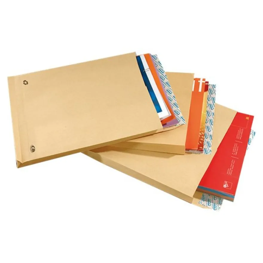 GPV Pack'n Post - 250 Pochettes kraft à soufflets 260 x 330 mm - 120 gr - bande adhésive