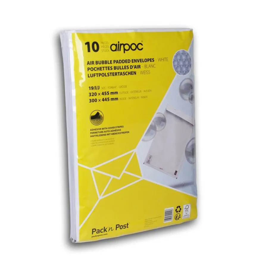 GPV Pack'n Post - 10 Pochettes bulles - 320 x 455 mm - bande de protection
