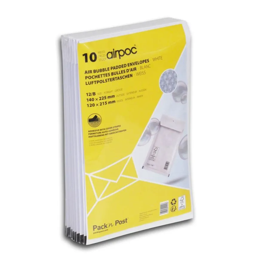 GPV Pack'n Post - 10 Pochettes bulles - 140 x 225 mm - bande de protection