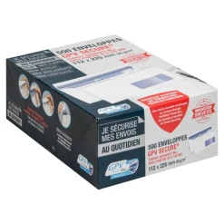 GPV Secure - 500 Enveloppes DL+ 112 x 225 mm - 90 gr - fenêtre 45x100 mm - blanc - autocollante