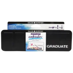 GRADUATE Set Aquarelle de 24 Demi-Godets + 1 pinceau et 1 crayon