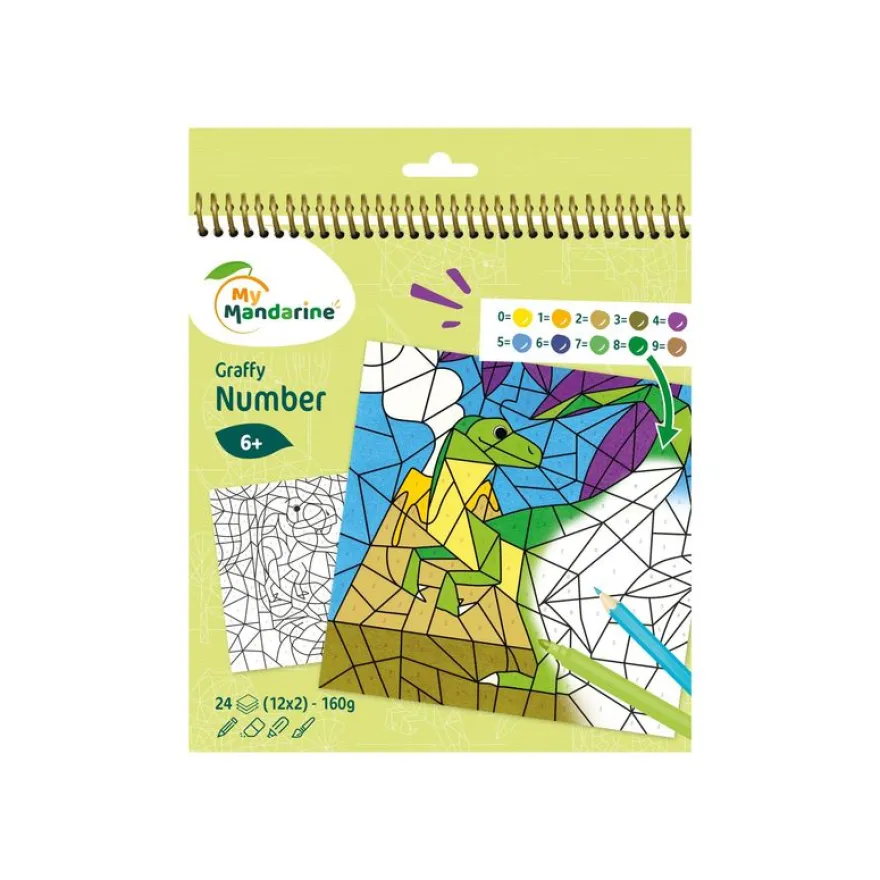 Graffy Pop Number, Dinosaures - livre à colorier (relié par spirale)