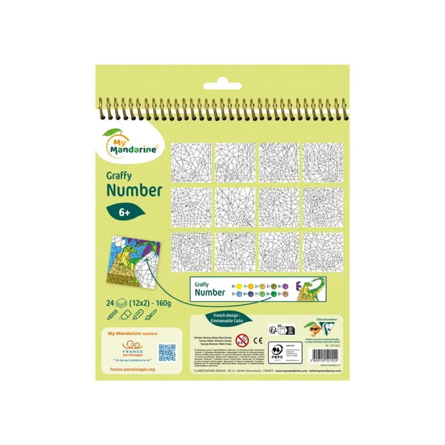 Graffy Pop Number, Dinosaures - livre à colorier (relié par spirale)