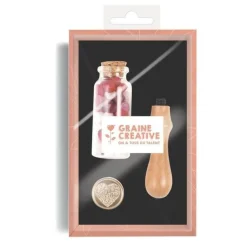 Graine Créative - Kit Cachet Cœur - 50 pastilles, sceau métal 25mm