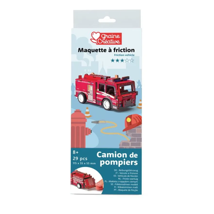 Graine Creative - Maquette Bois - Camion de Pompier - puzzle 3D