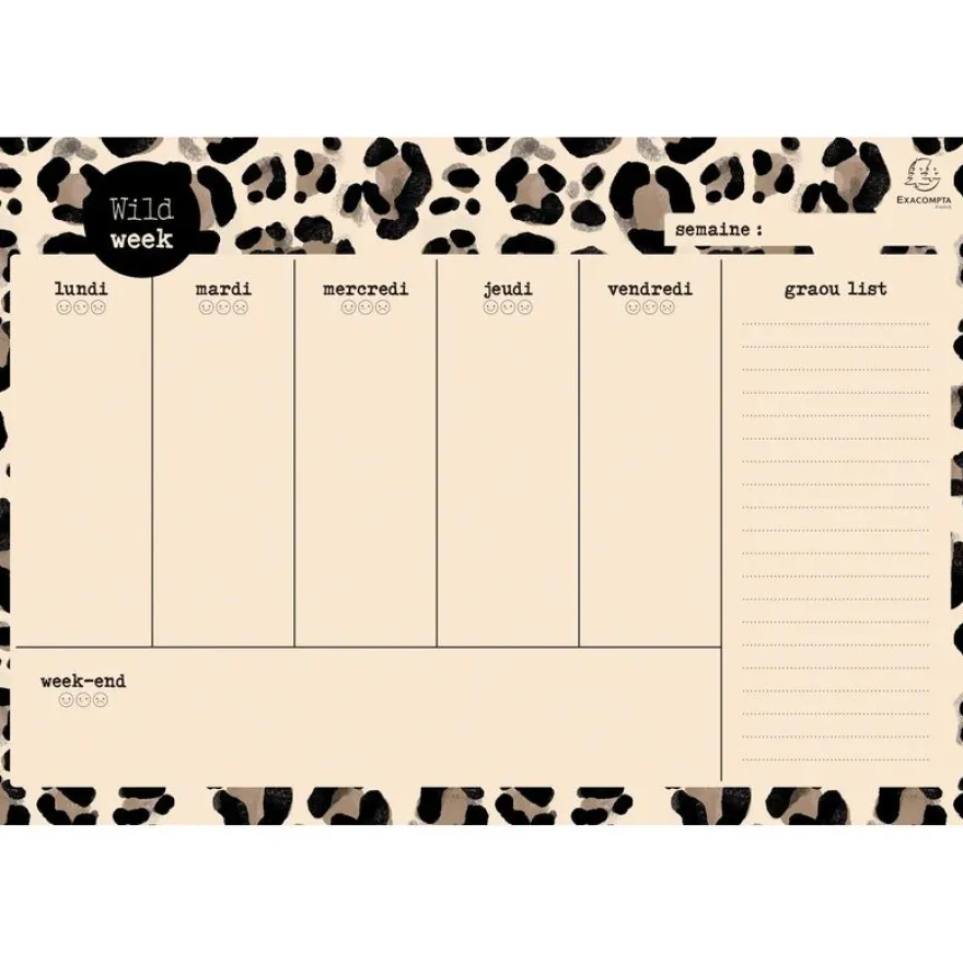 Hebdo Planner Roar 26,5 x 18 cm - Visuel foncé - Exacompta