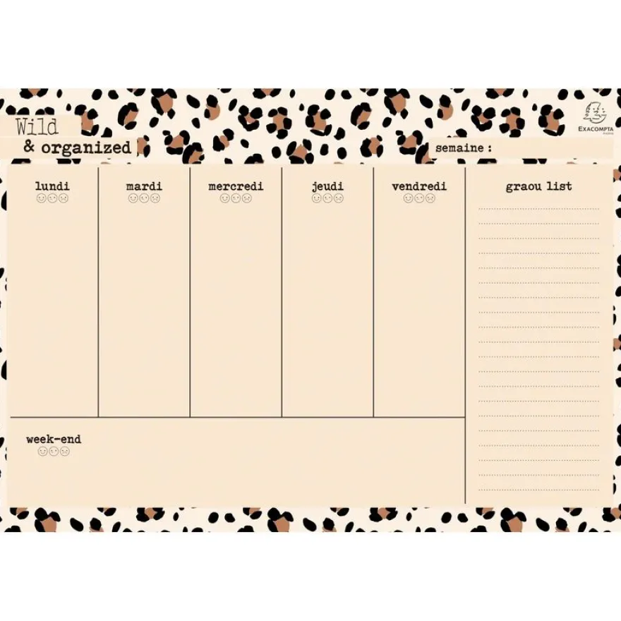 Hebdo Planner Roar 26,5 x 18 cm - Visuel clair - Exacompta