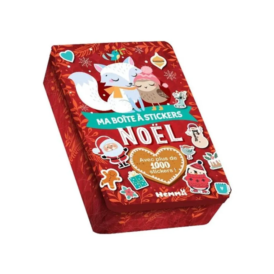Hemma Ma boîte à stickers - Jeu d'adhésifs de décoration - 1000 pièces - noël, renard blanc et oiseau