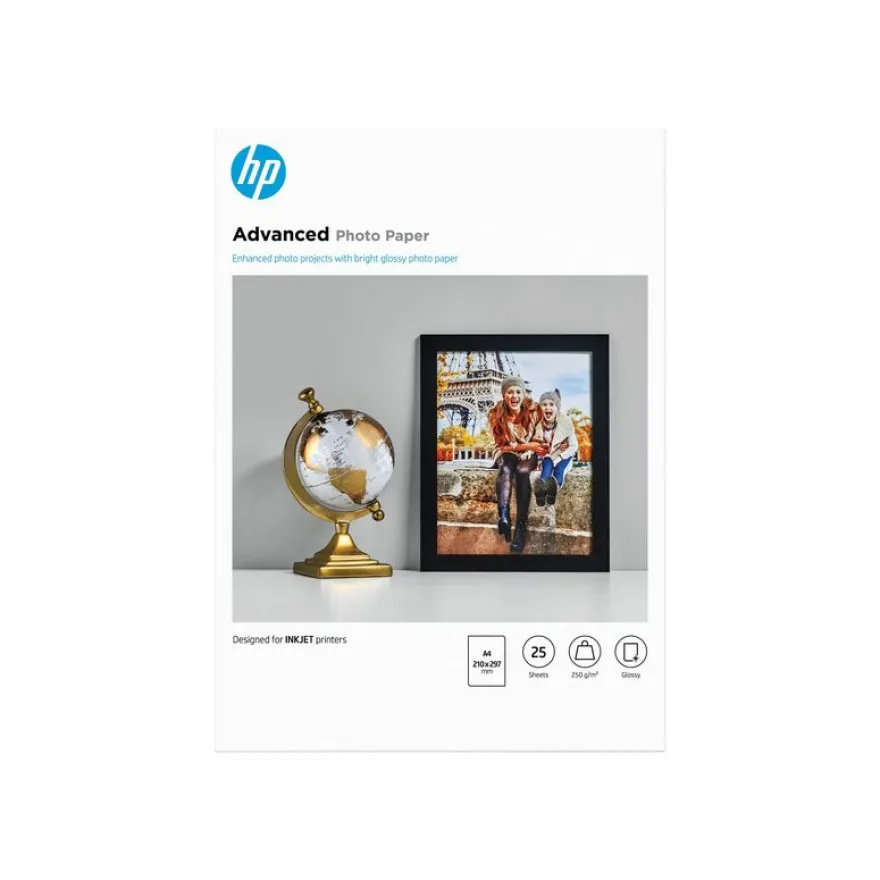 HP - Papier photo brillant - A4 - 250 g/m² - 25 feuilles