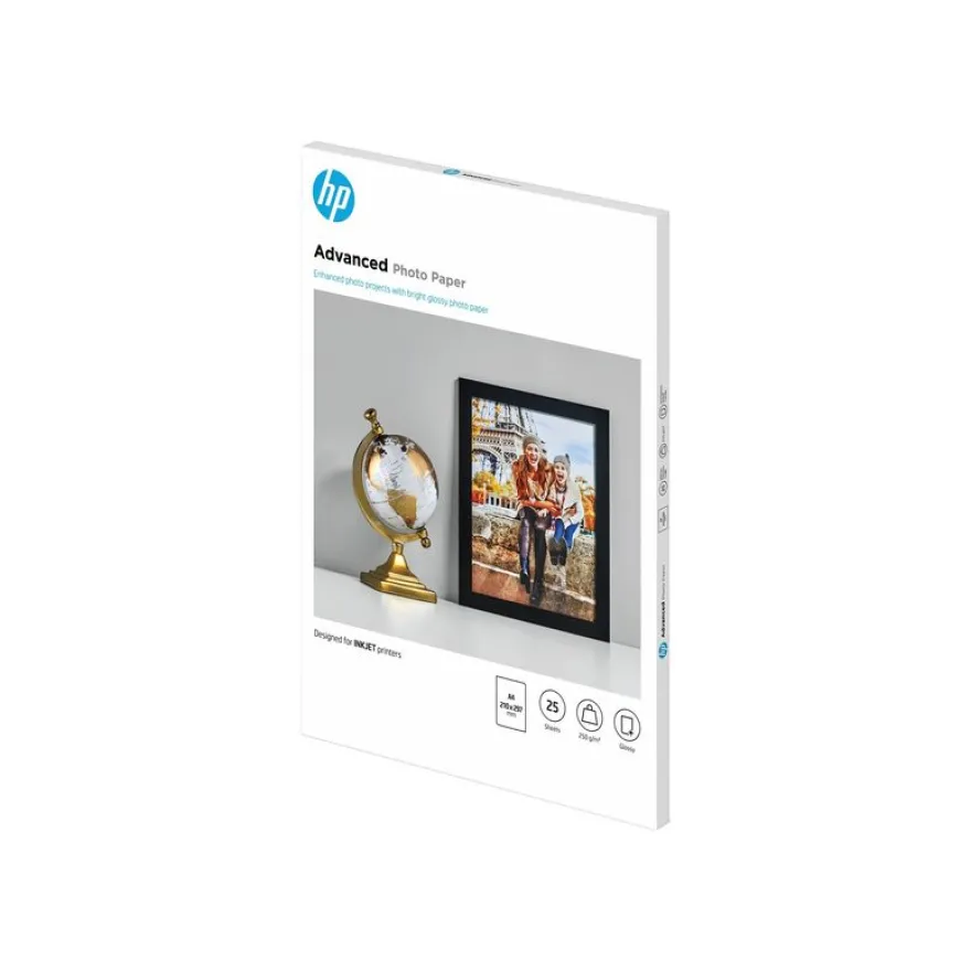 HP - Papier photo brillant - A4 - 250 g/m² - 25 feuilles