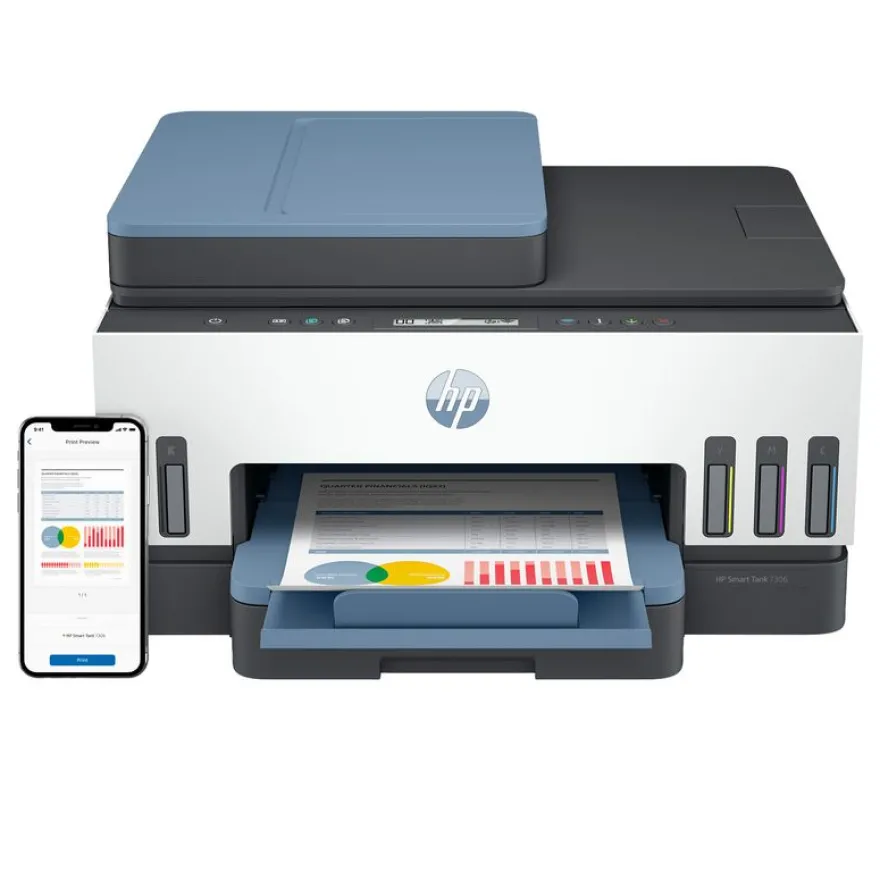 HP Smart Tank 7306 All-in-One - imprimante multifonction jet d'encre couleur A4 - Wifi, Bluetooth, USB