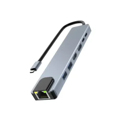 iClick - Hub 7-in-1 - dual 4K display - 2 x SuperSpeed USB 3.0 + 2 x USB-C + 1 x Ethernet 1 GigabitEthernet + 2 x HDMI