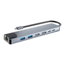 iClick - Hub 7-in-1 - dual 4K display - 2 x SuperSpeed USB 3.0 + 2 x USB-C + 1 x Ethernet 1 GigabitEthernet + 2 x HDMI