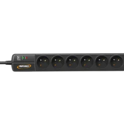 INFOSEC S6 Black Line II - Multiprise parafoudre 6 prises - parasurtenseur 2500 W