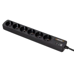 INFOSEC S6 Black Line II - Multiprise parafoudre 6 prises - parasurtenseur 2500 W