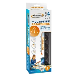 INFOSEC S4 Black Line II - Multiprise parafoudre 4 prises - parasurtenseur 2500 W