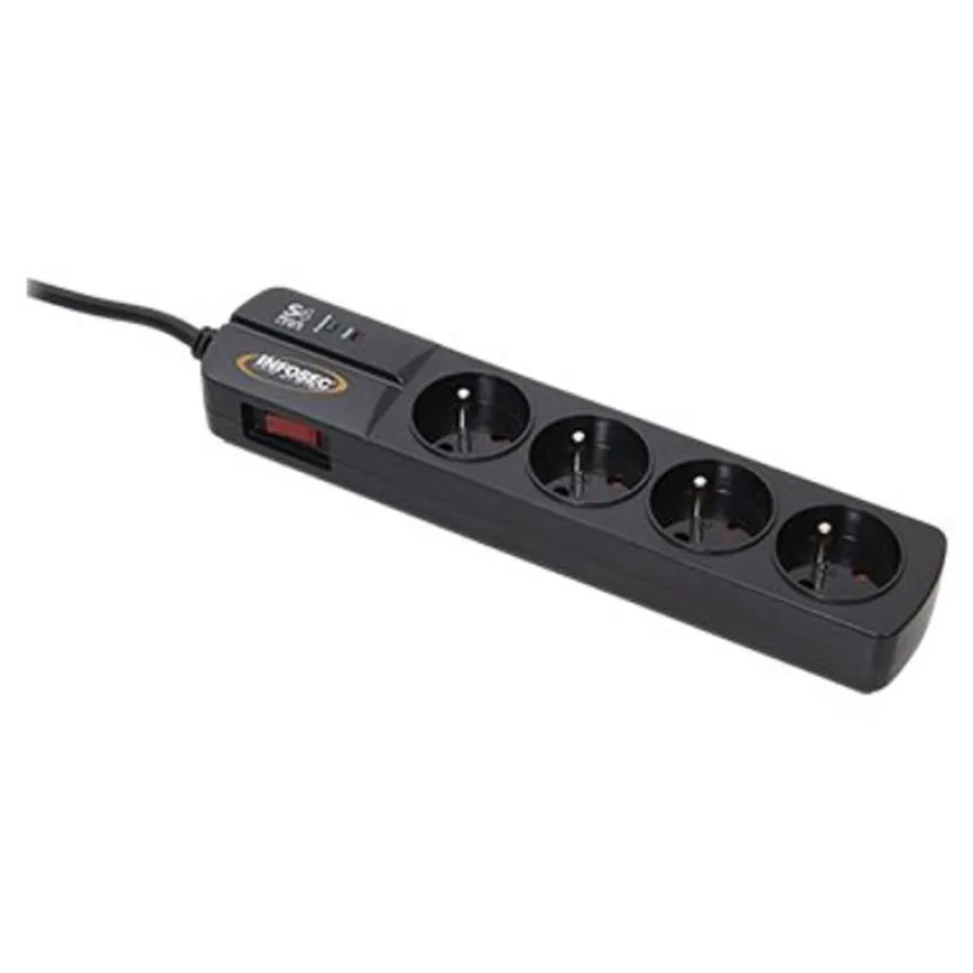 INFOSEC S4 Black Line II - Multiprise parafoudre 4 prises - parasurtenseur 2500 W