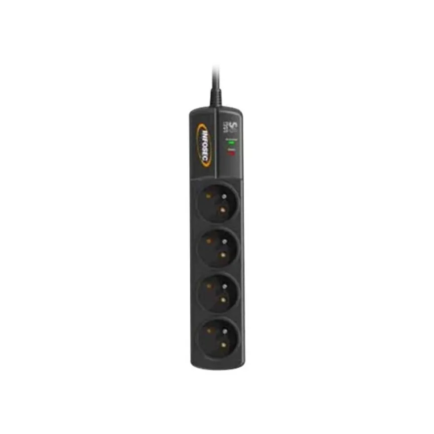 INFOSEC S4 Black Line II - Multiprise parafoudre 4 prises - parasurtenseur 2500 W