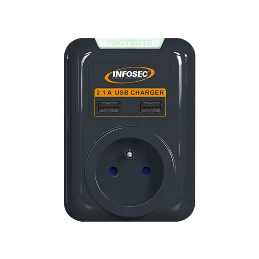 INFOSEC S1 USB NEO - Parasurtenseur - 3680 Watt - noir
