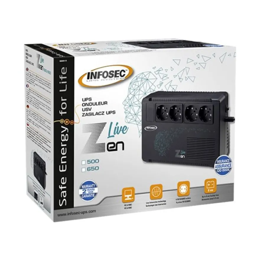 INFOSEC Zen Live 500 - Onduleur - 500 VA - 4 connecteurs de sortie